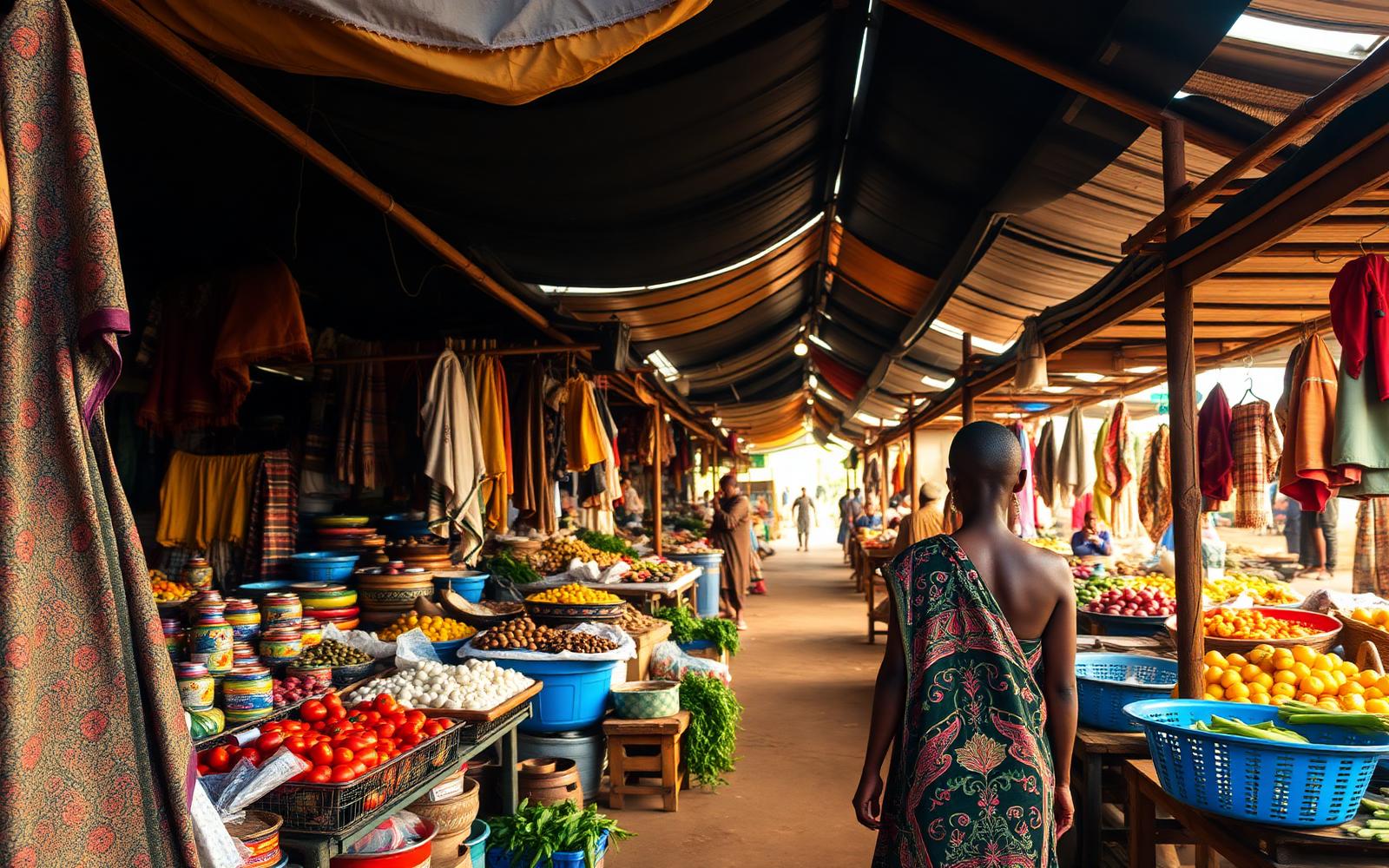 Akatsi market stalls